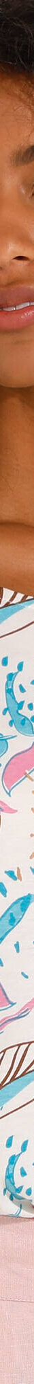 T-shirt col rond imprimé tropical (écru / turquoise) T-shirt col rond imprimé tropical (écru / turquoise)